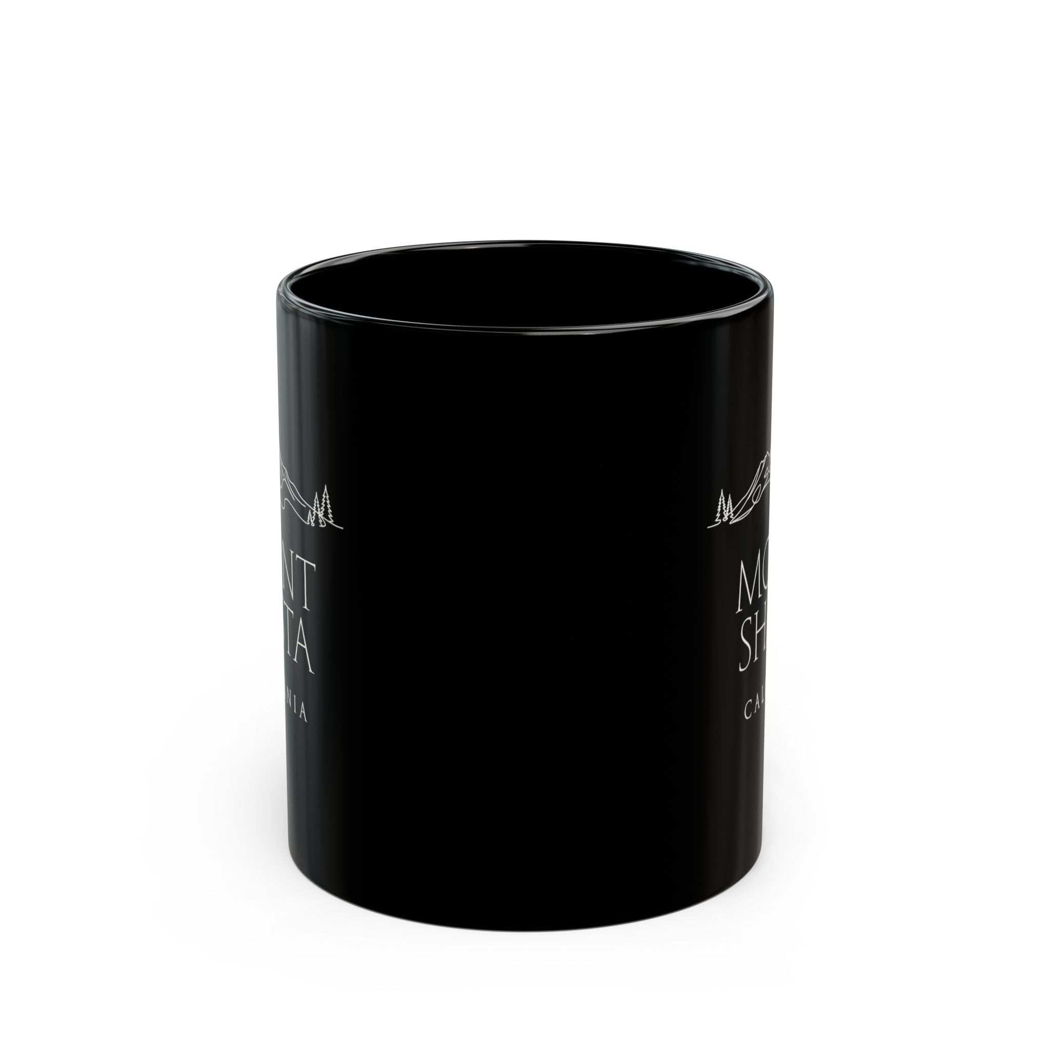 Mount Shasta California Black Coffee Mug (11oz, 15oz) — Mountain Souvenir Gift