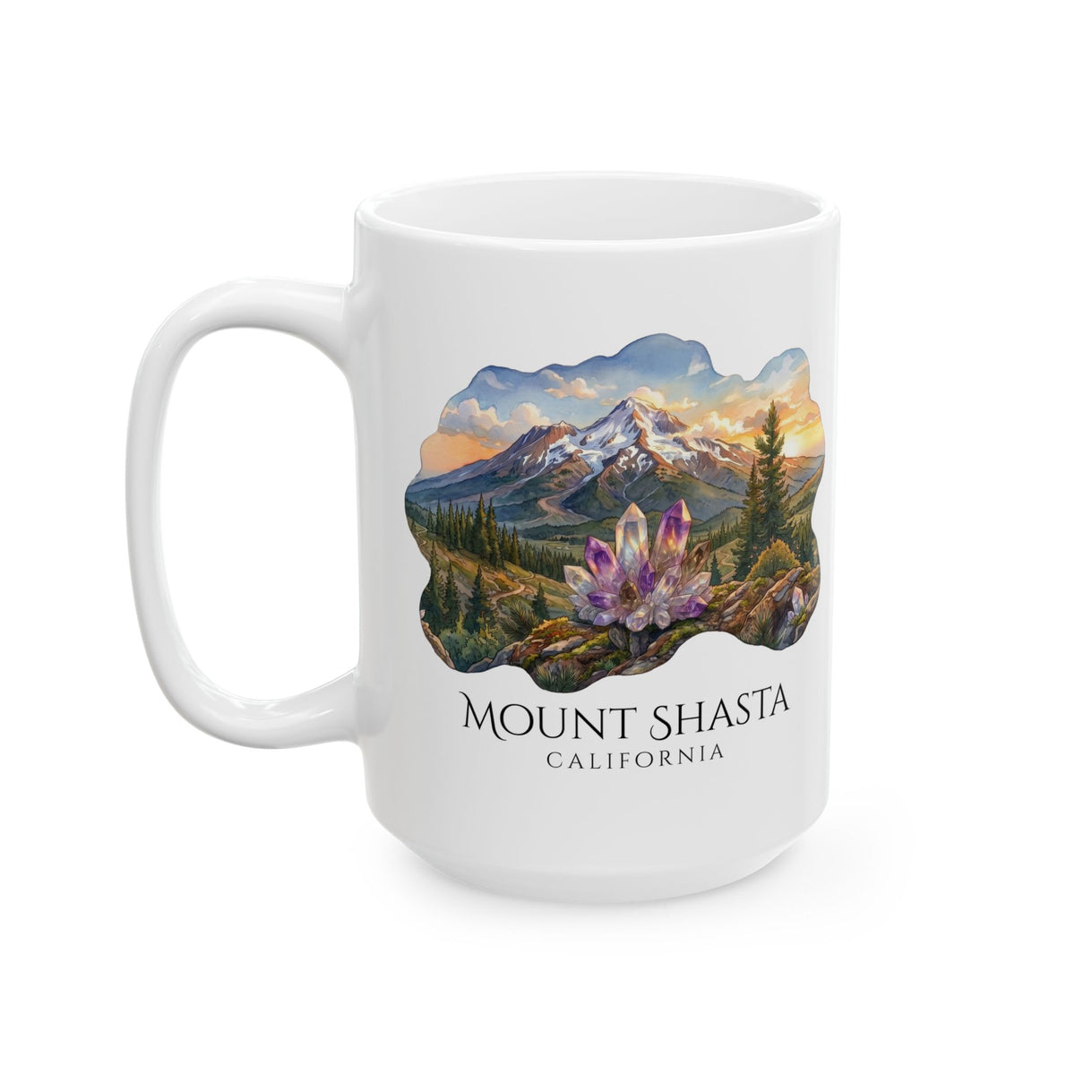 Mount Shasta Crystals White Coffee Mug (11oz, 15oz)
