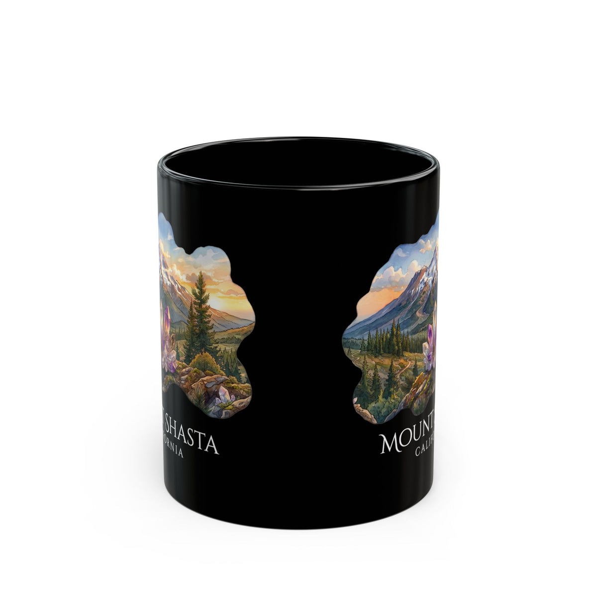 Mount Shasta Crystals Black Coffee Mug (11oz, 15oz)