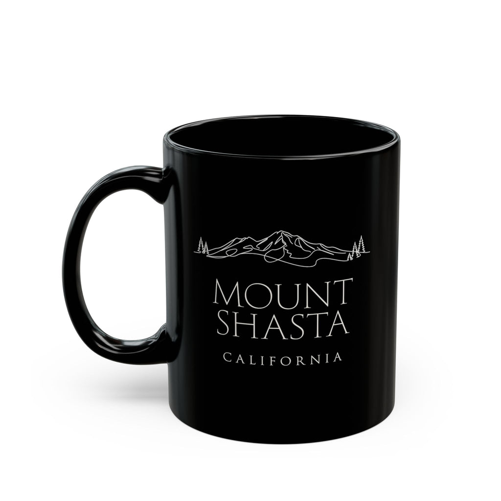 Mount Shasta California Black Coffee Mug (11oz, 15oz) — Mountain Souvenir Gift