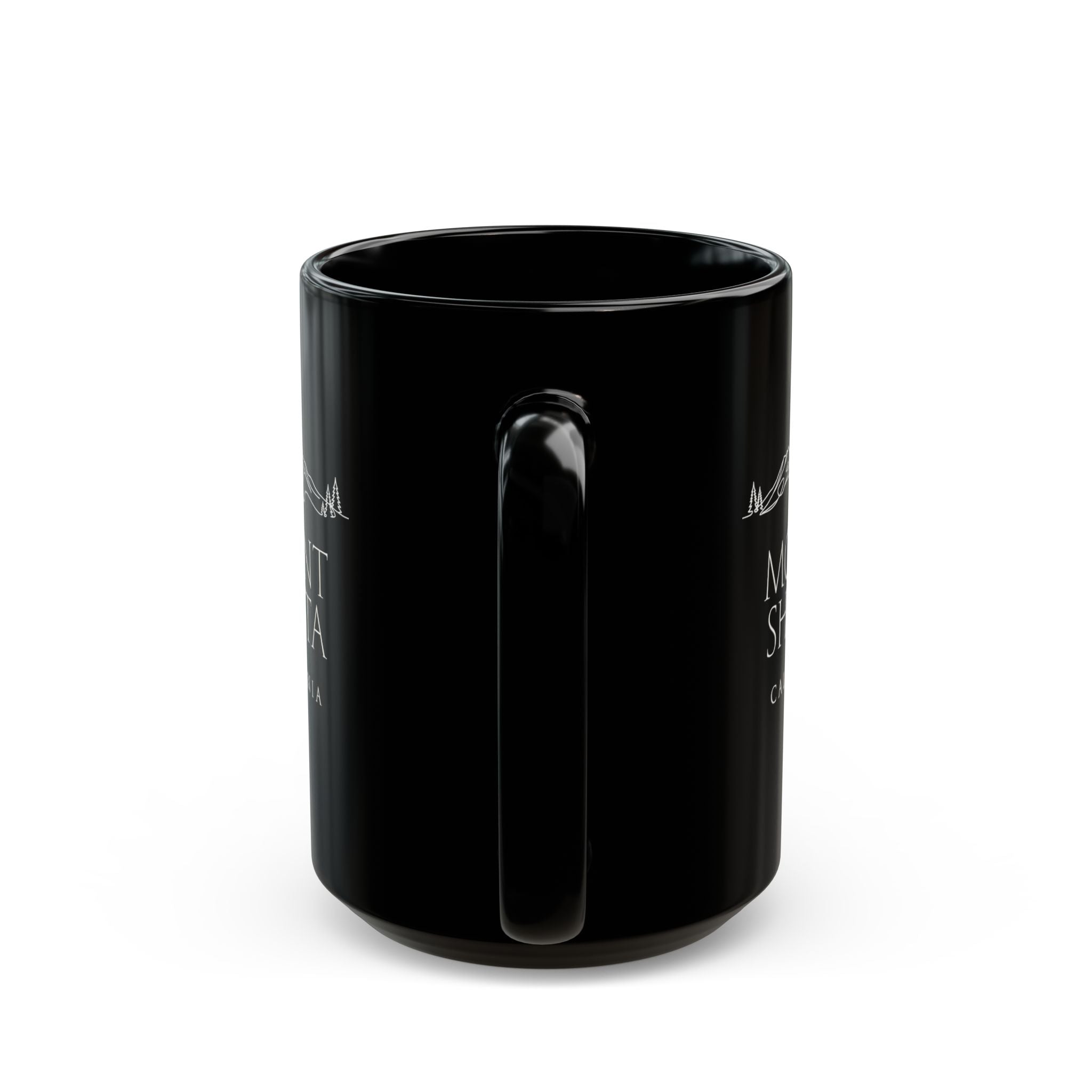 Mount Shasta California Black Coffee Mug (11oz, 15oz) — Mountain Souvenir Gift