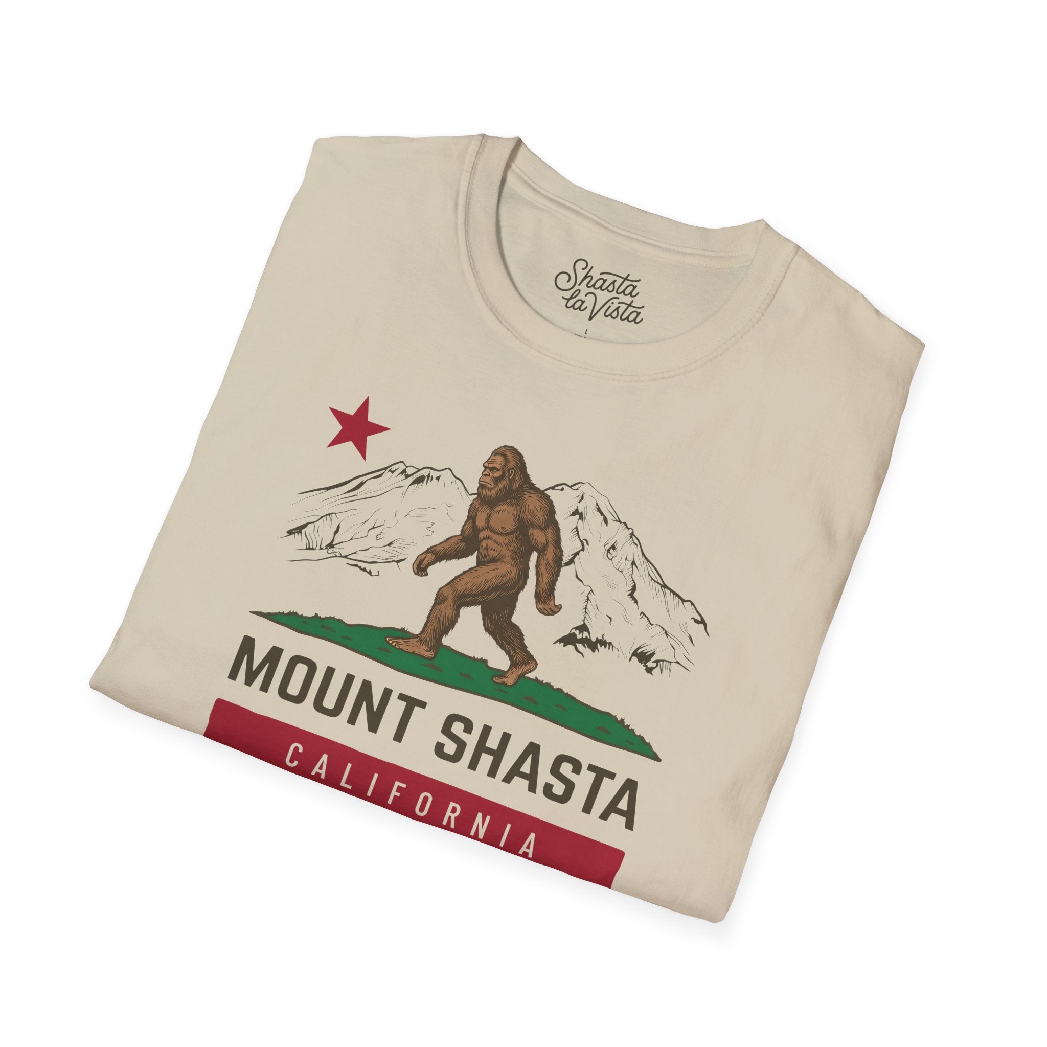 Shasta California Flag Bigfoot Sasquatch T-Shirt