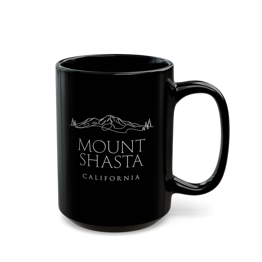 Mount Shasta California Black Coffee Mug (11oz, 15oz) — Mountain Souvenir Gift