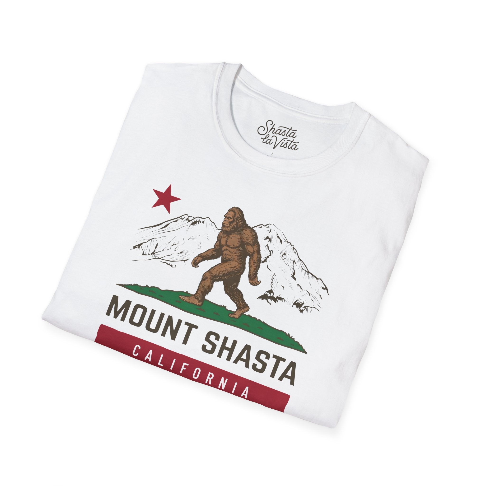 Shasta California Flag Bigfoot Sasquatch T-Shirt