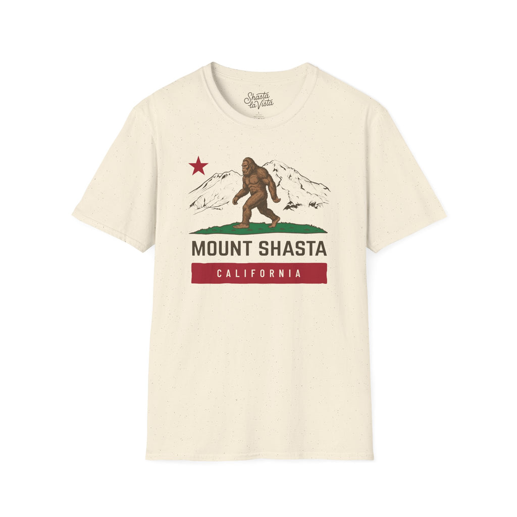 Mount Shasta Sasquatch Bigfoot T-Shirt California Flag (Natural)