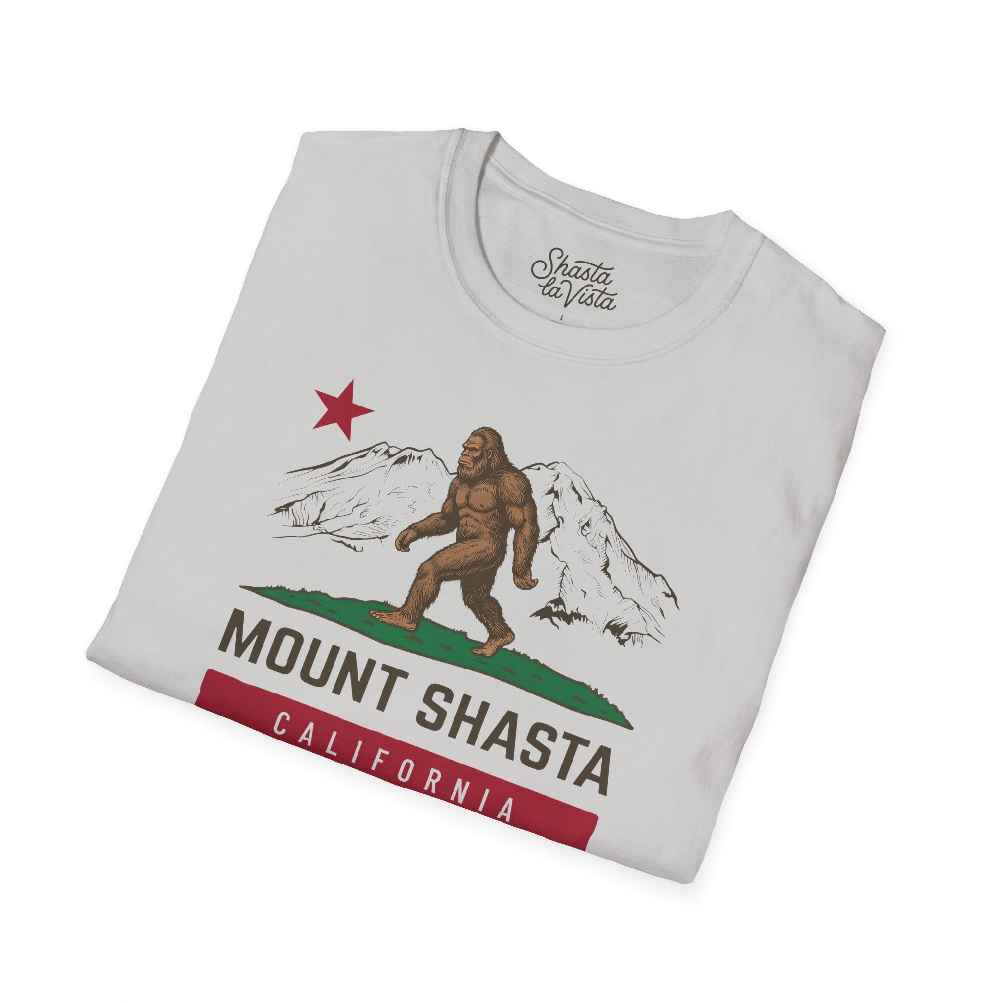 Shasta California Flag Bigfoot Sasquatch T-Shirt