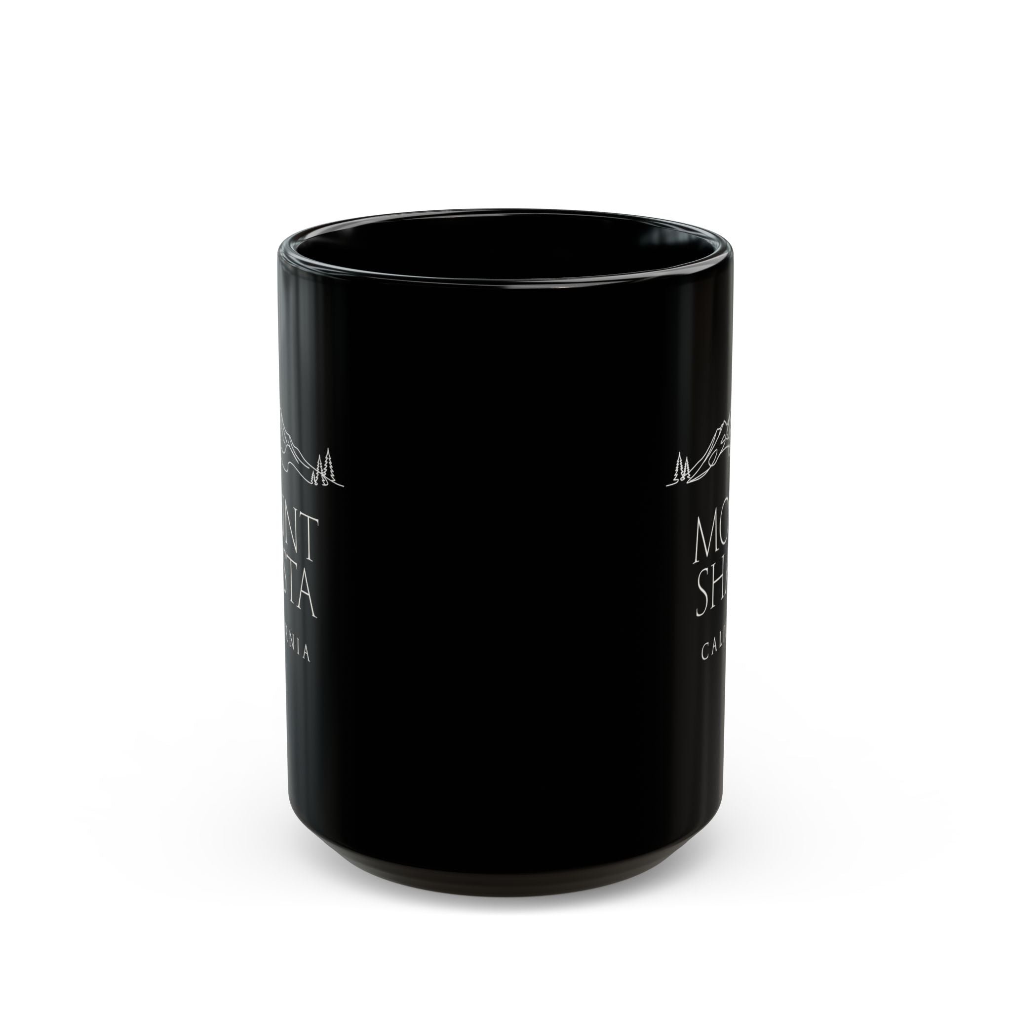 Mount Shasta California Black Coffee Mug (11oz, 15oz) — Mountain Souvenir Gift