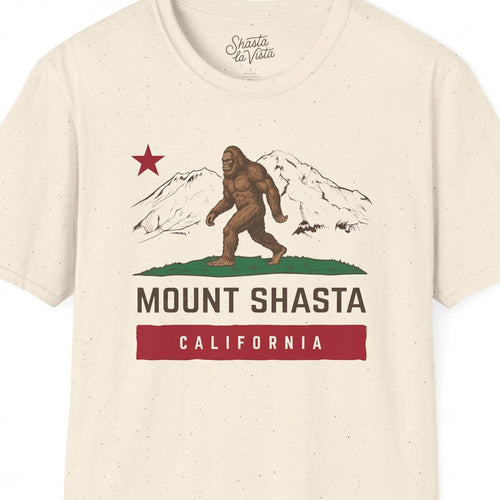 Mount Shasta Sasquatch Bigfoot California Flag T-Shirt (Natural)