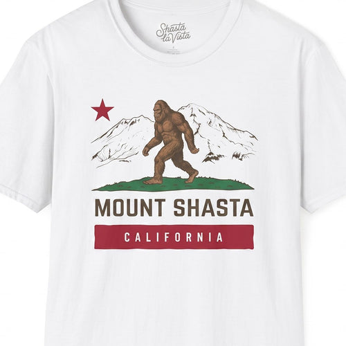 Mount Shasta Sasquatch Bigfoot California Flag T-Shirt