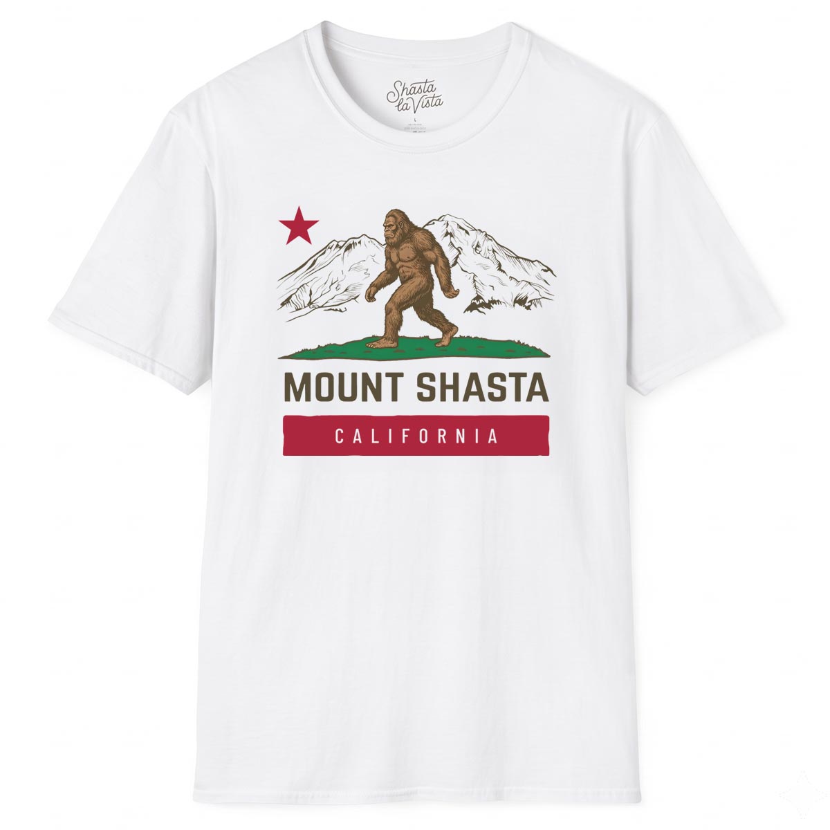 Shasta California Flag Bigfoot Sasquatch T-Shirt