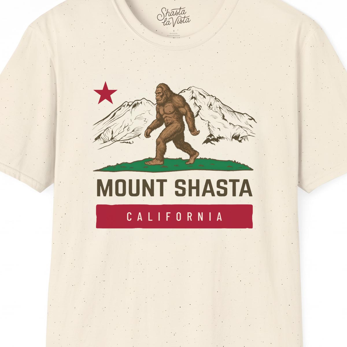 Shasta California Flag Bigfoot Sasquatch T-Shirt