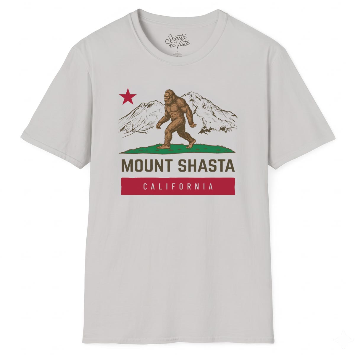 Shasta California Flag Bigfoot Sasquatch T-Shirt