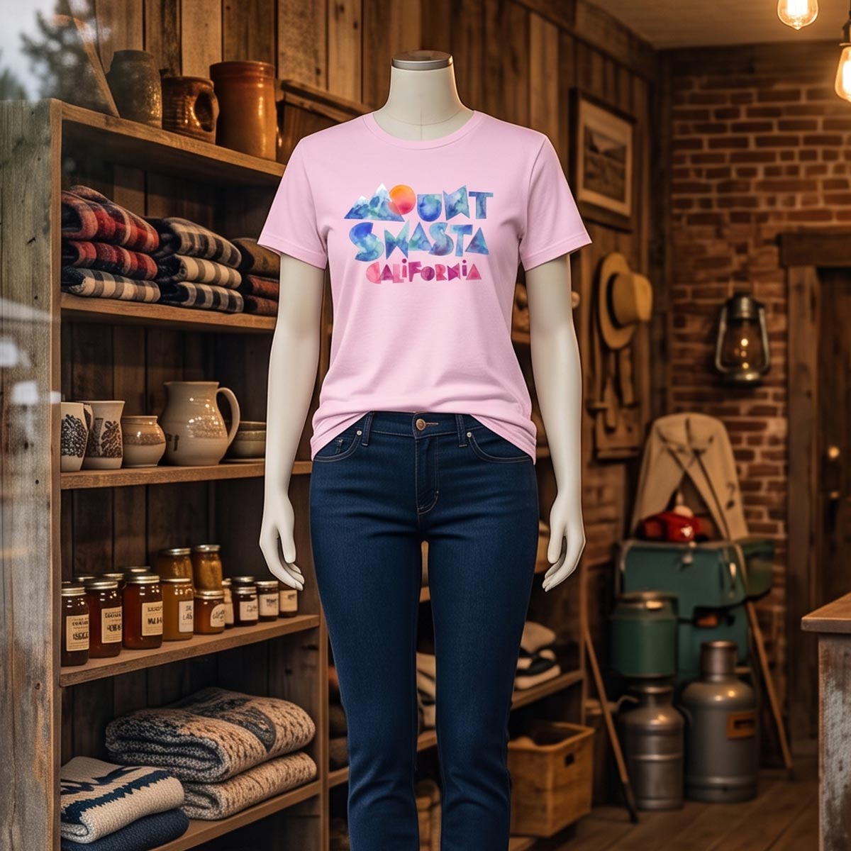 Mount Shasta California Watercolor T-Shirt