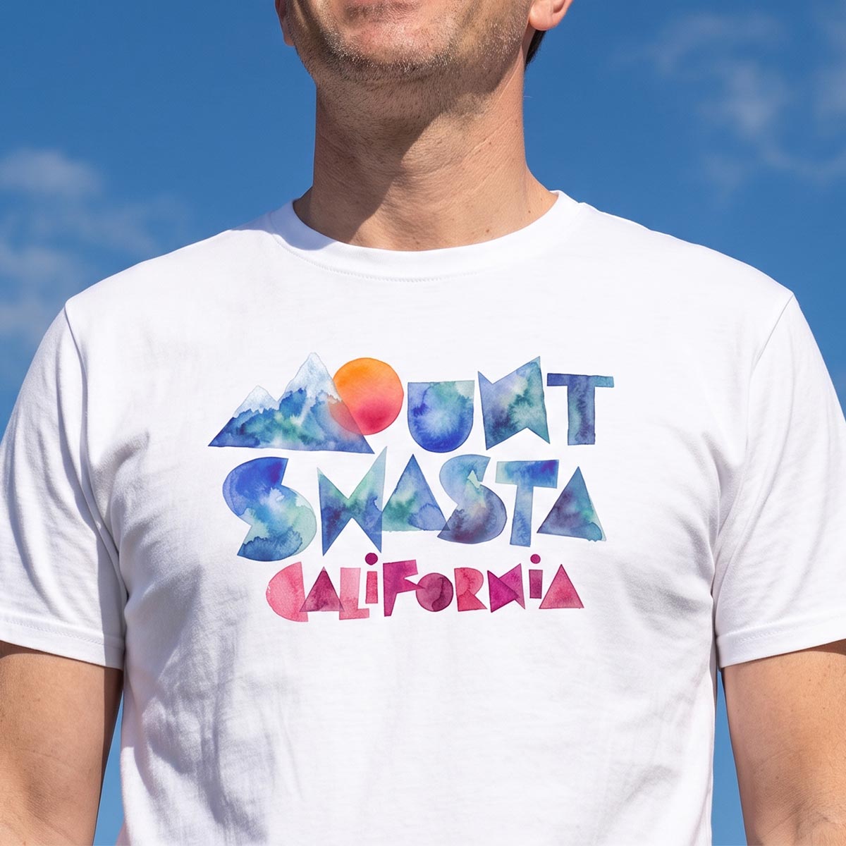 Mount Shasta California Watercolor T-Shirt