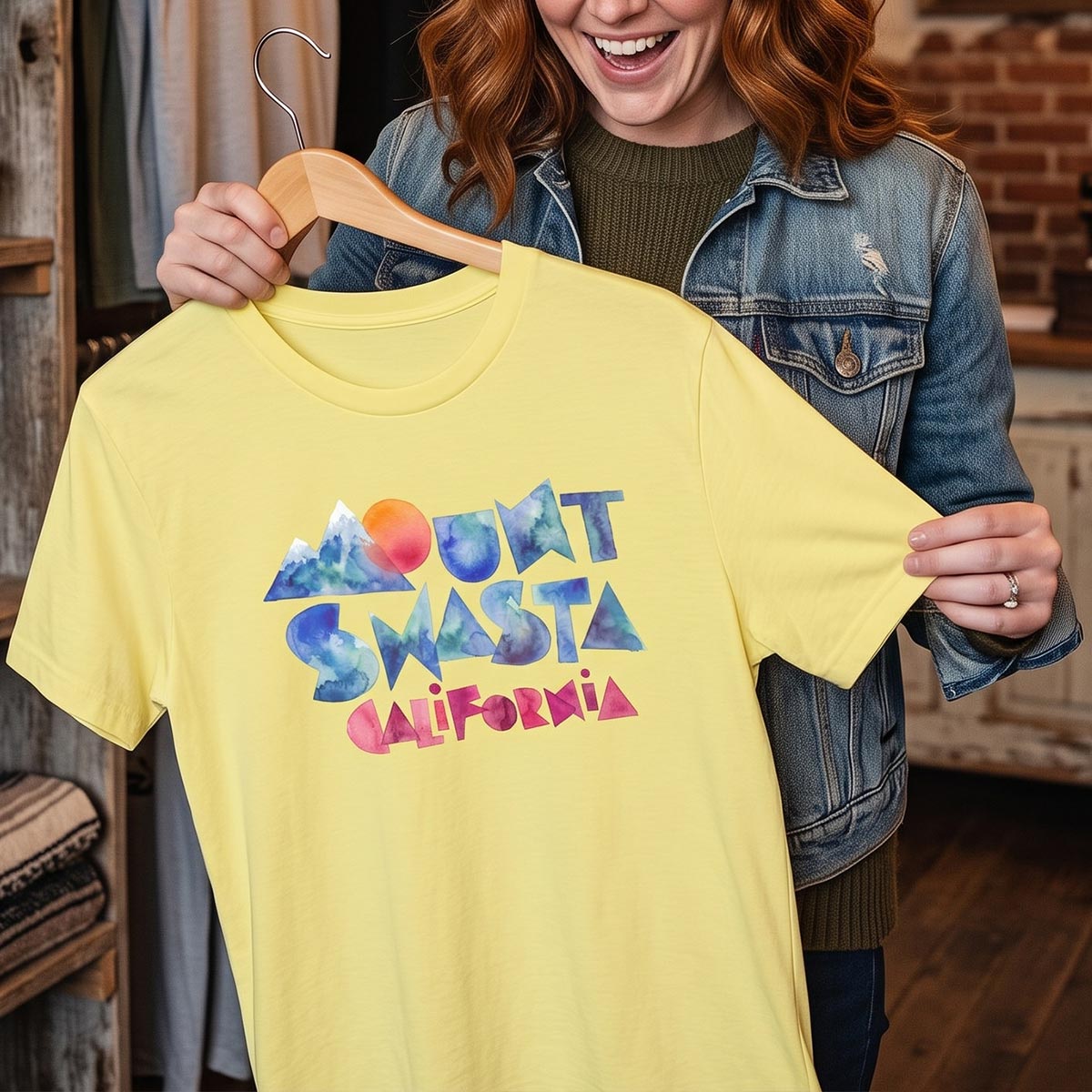 Mount Shasta California Watercolor T-Shirt