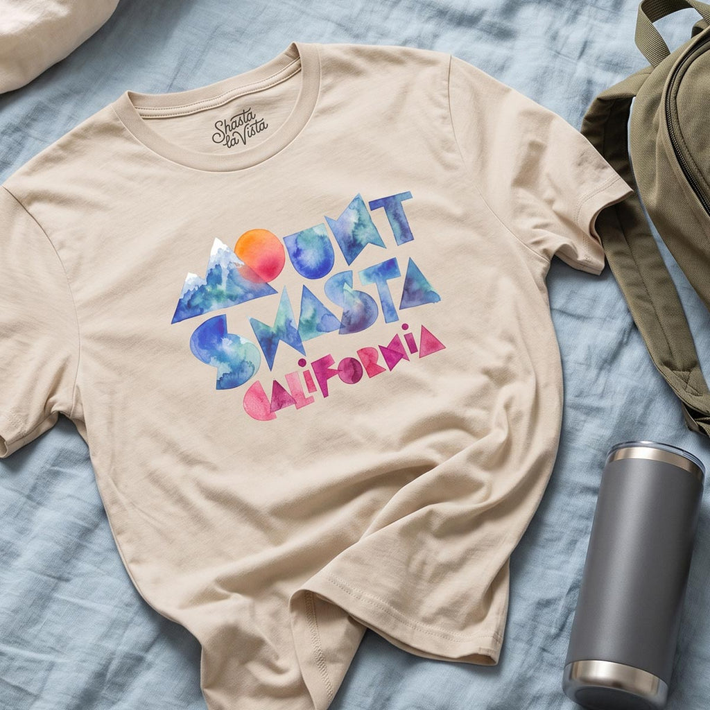 Mount Shasta California Watercolor T-Shirt