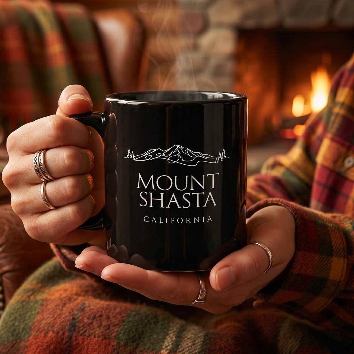 Mount Shasta Outline Black Coffee Mug (11oz, 15oz)