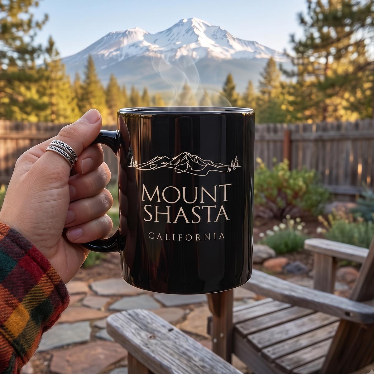 Mount Shasta Outline Black Coffee Mug (11oz, 15oz)