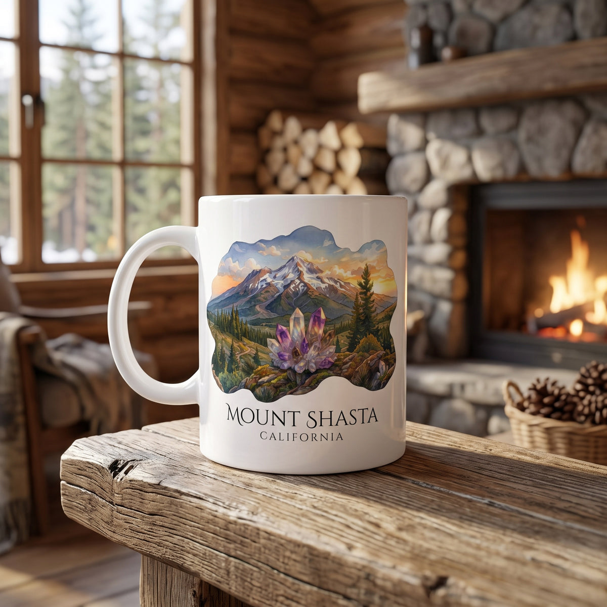 Mount Shasta Crystals White Coffee Mug (11oz, 15oz)