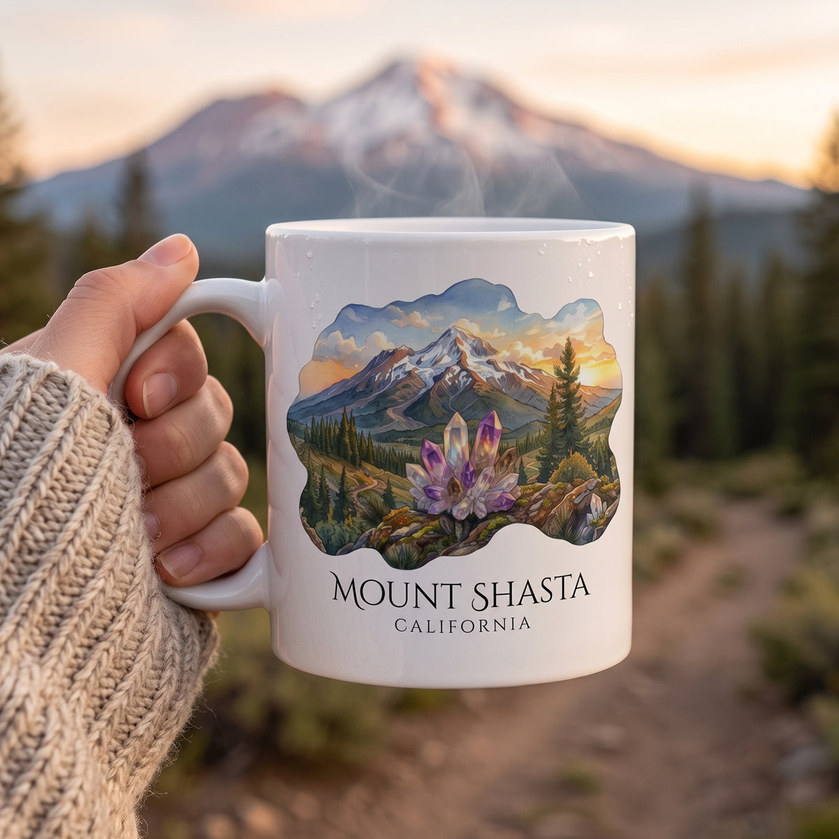 Mount Shasta Crystals White Coffee Mug (11oz, 15oz)