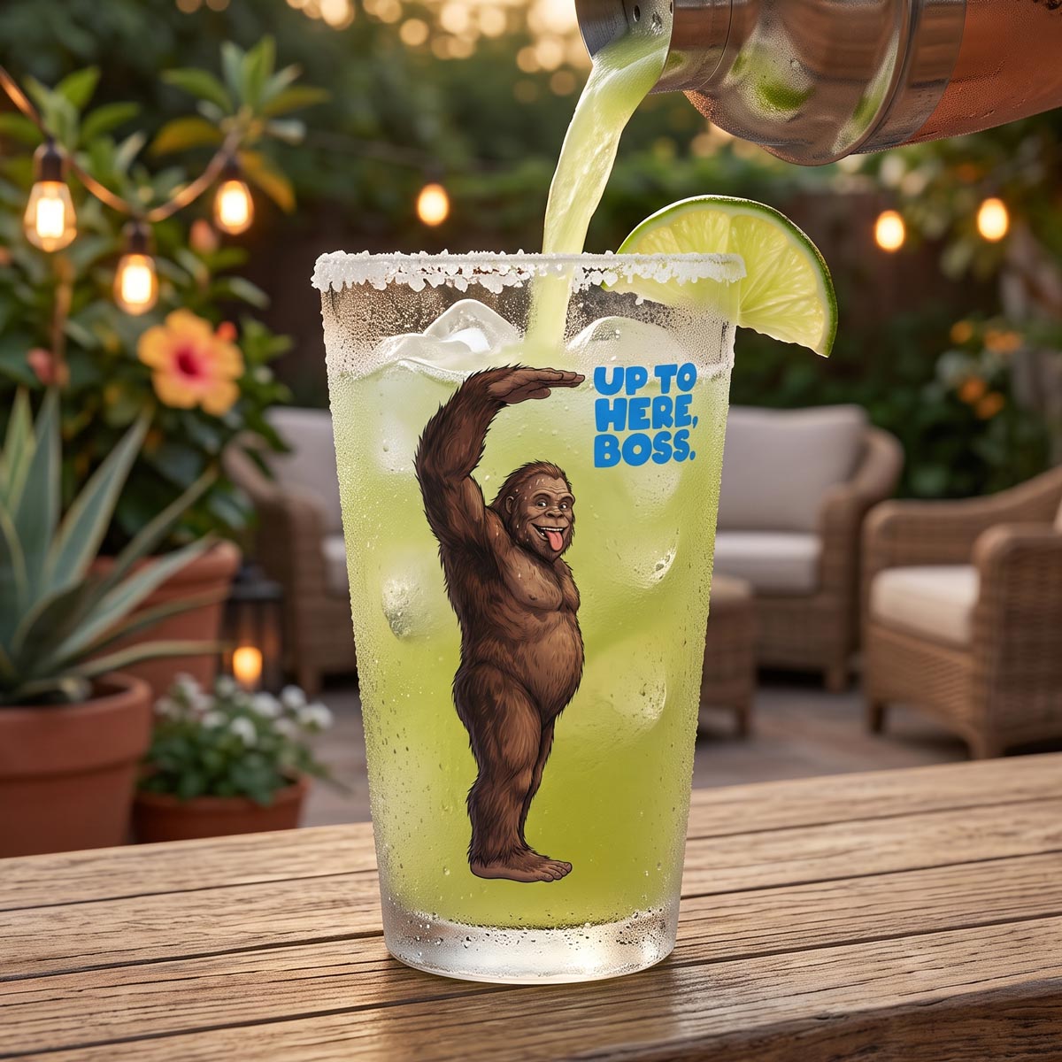 Up to Here, Boss Pint Glass (16oz)