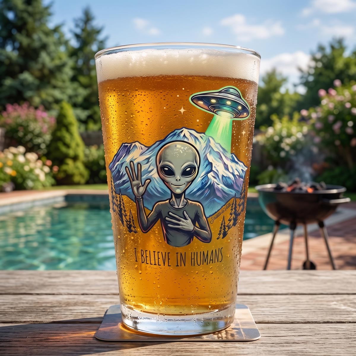 I Believe in Humans Pint Glass (16oz)