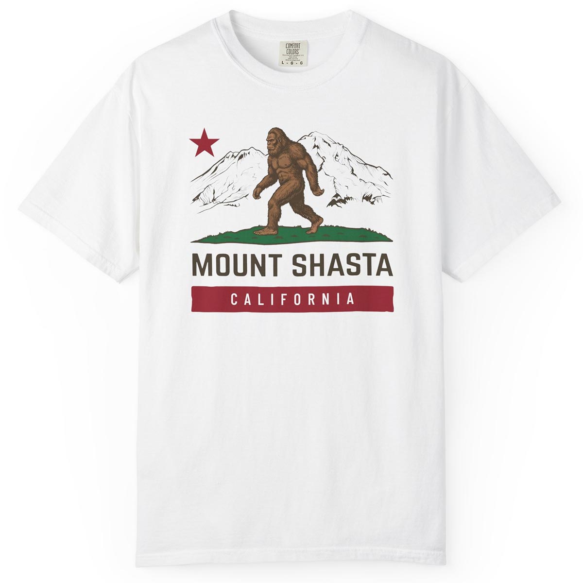Mount Shasta Bigfoot California Flag T-Shirt