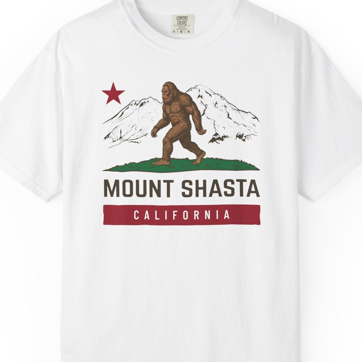 Mount Shasta Bigfoot California Flag T-Shirt