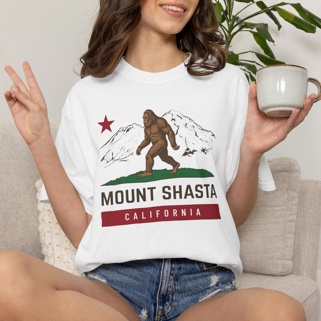 Mount Shasta Bigfoot California Flag T-Shirt