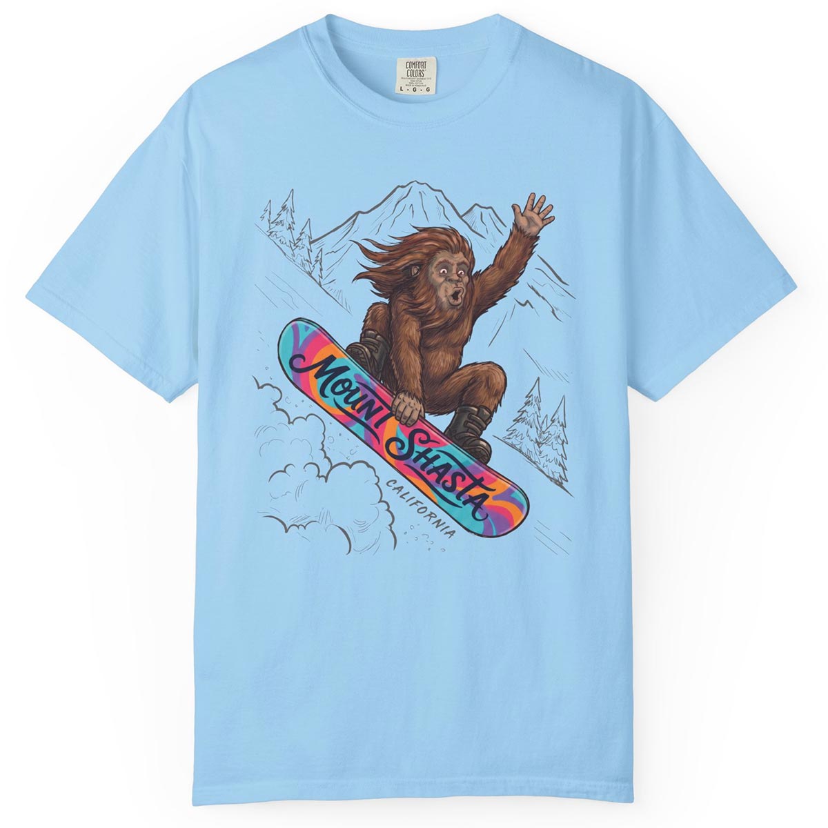 Bigfoot Mount Shasta Snowboarding T-Shirt