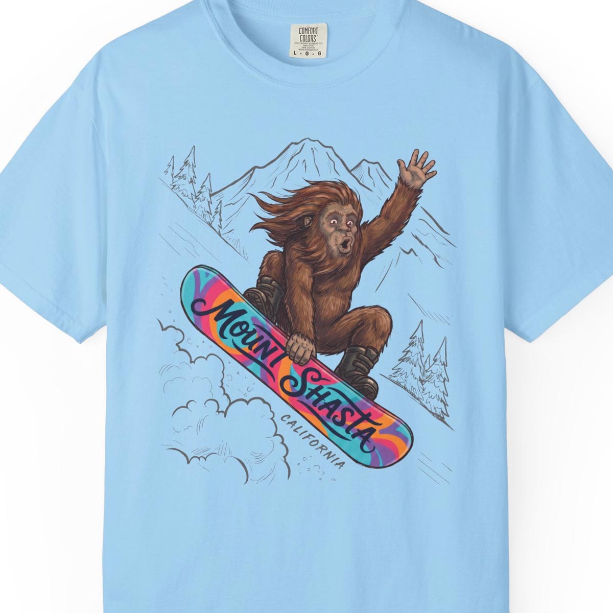 Bigfoot Mount Shasta Snowboarding T-Shirt