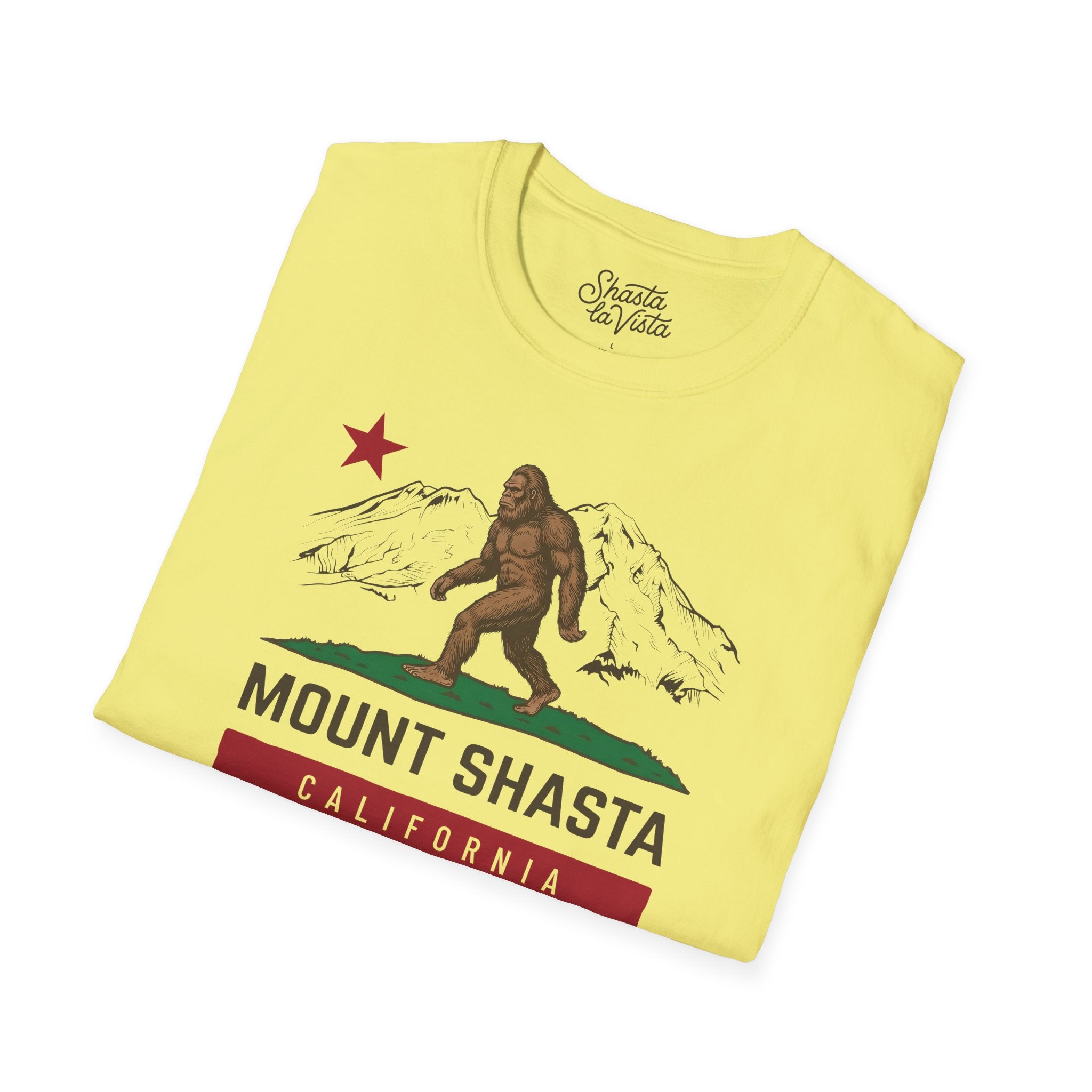 Shasta California Flag Bigfoot Sasquatch T-Shirt