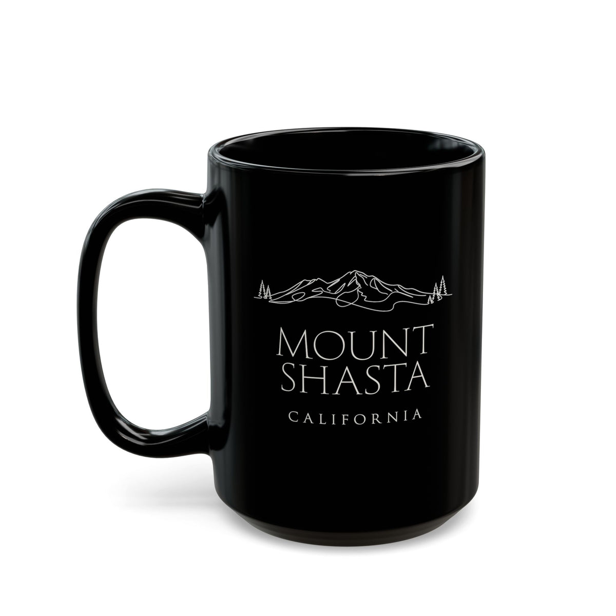 Mount Shasta Outline Black Coffee Mug (11oz, 15oz)