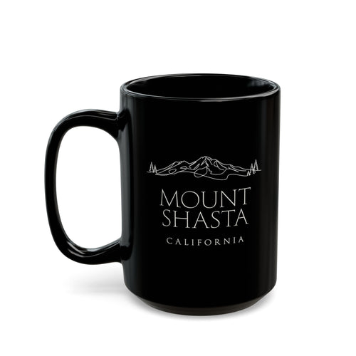 Mount Shasta California Black Coffee Mug (11oz, 15oz) — Mountain Souvenir Gift