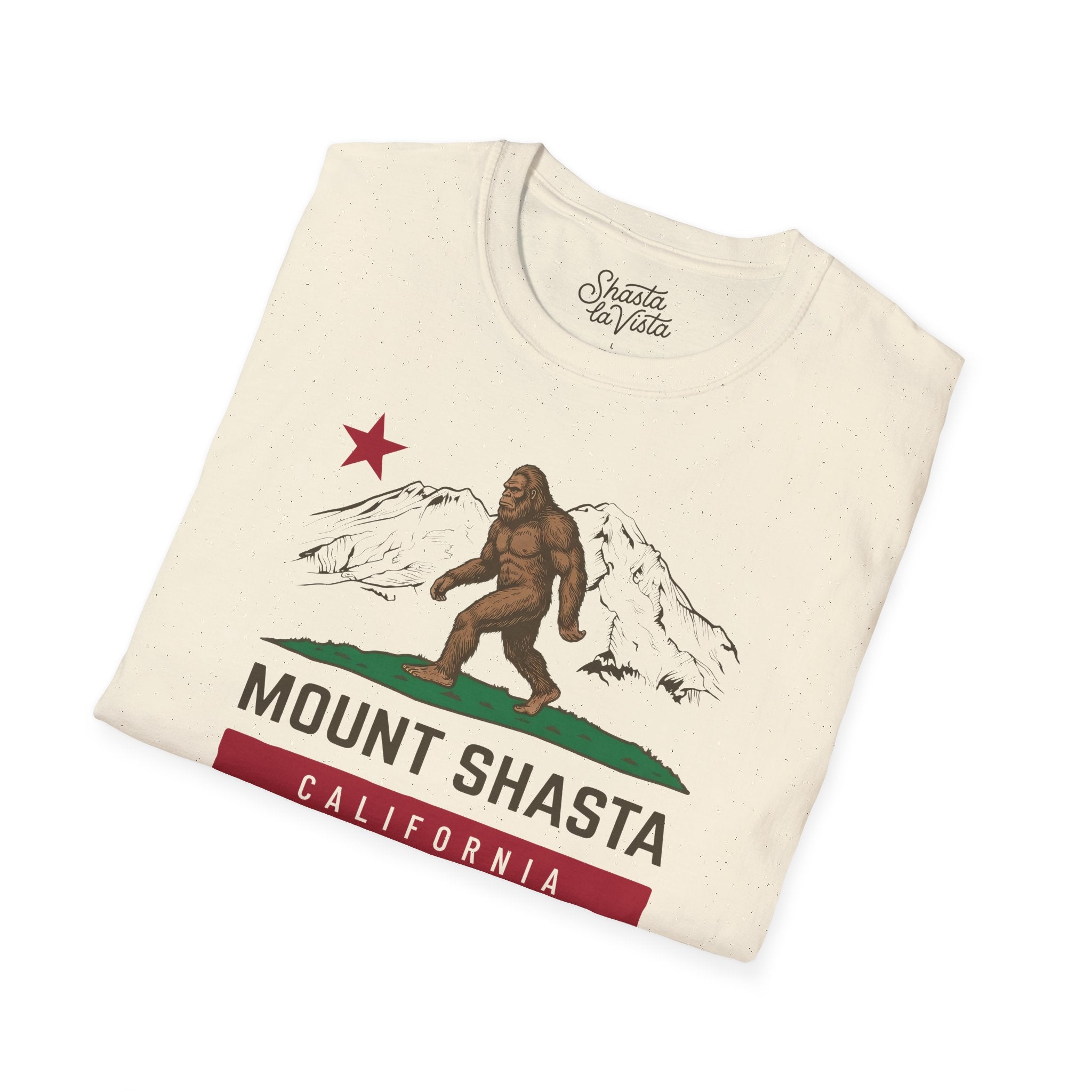 Shasta California Flag Bigfoot Sasquatch T-Shirt
