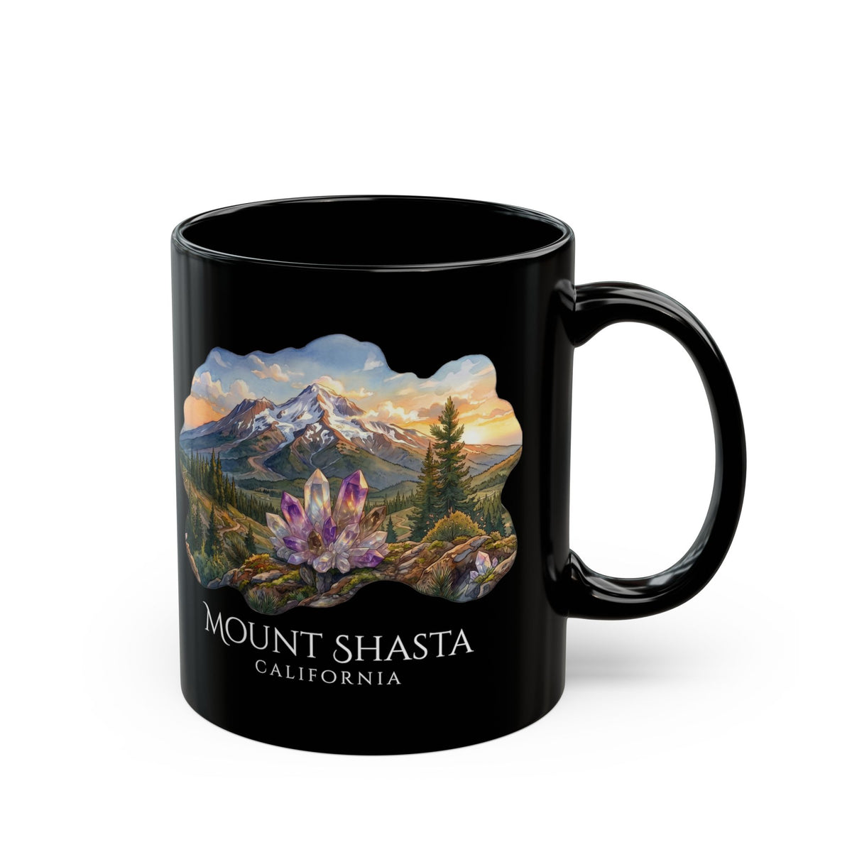 Mount Shasta Crystals Black Coffee Mug (11oz, 15oz)