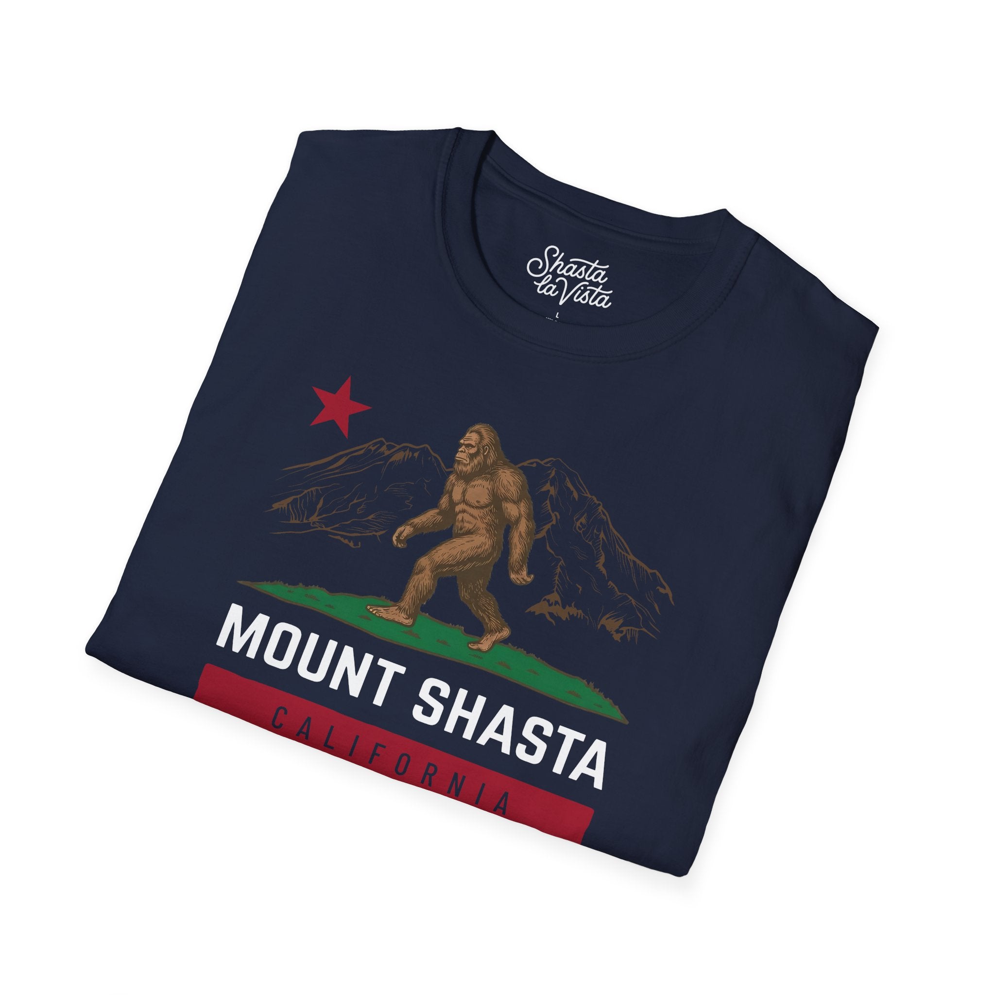 Shasta California Flag Bigfoot Sasquatch T-Shirt