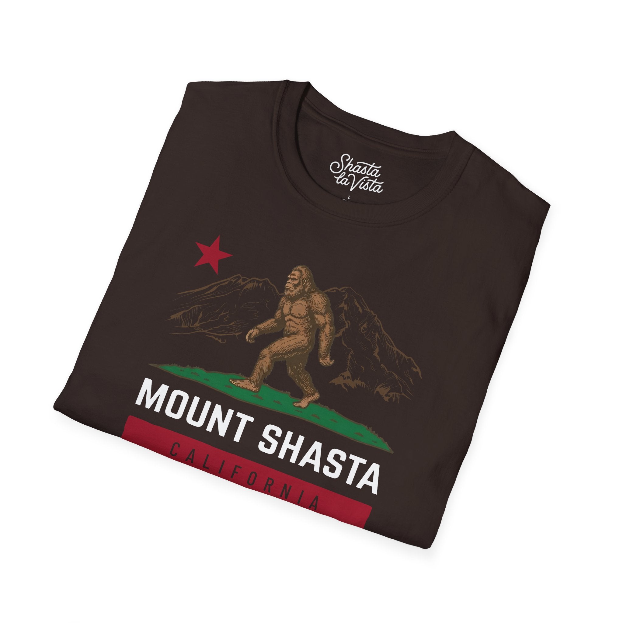 Shasta California Flag Bigfoot Sasquatch T-Shirt
