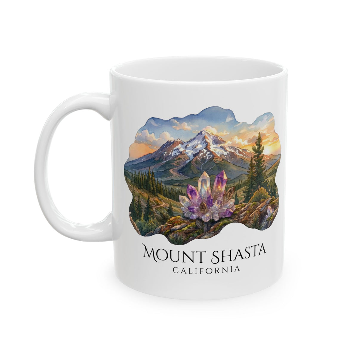Mount Shasta Crystals White Coffee Mug (11oz, 15oz)
