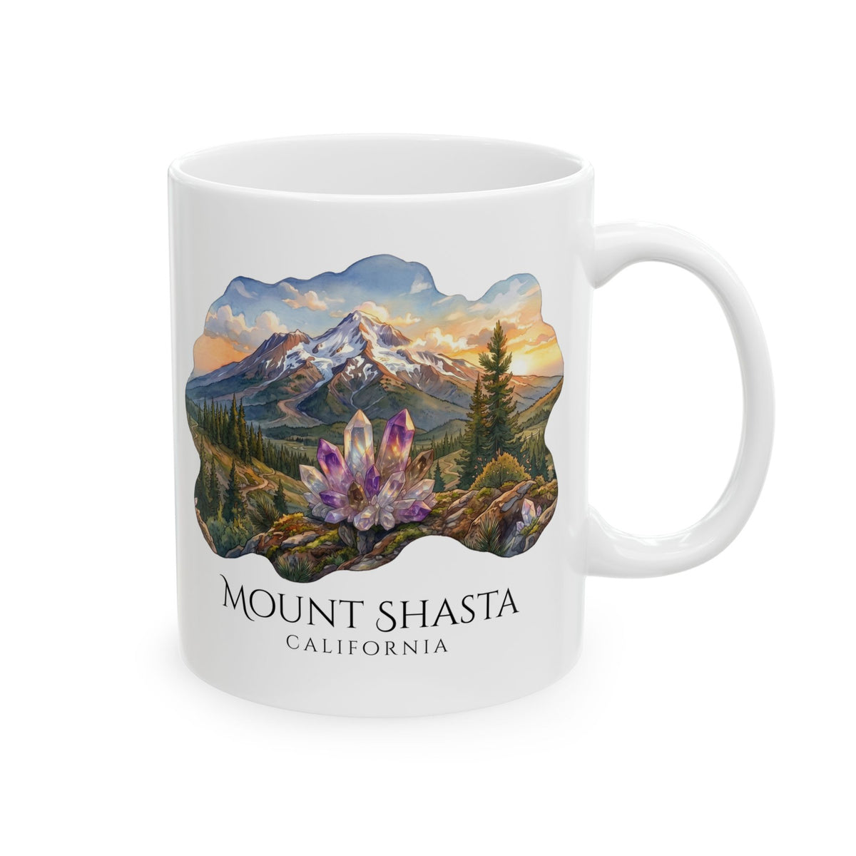 Mount Shasta Crystals White Coffee Mug (11oz, 15oz)