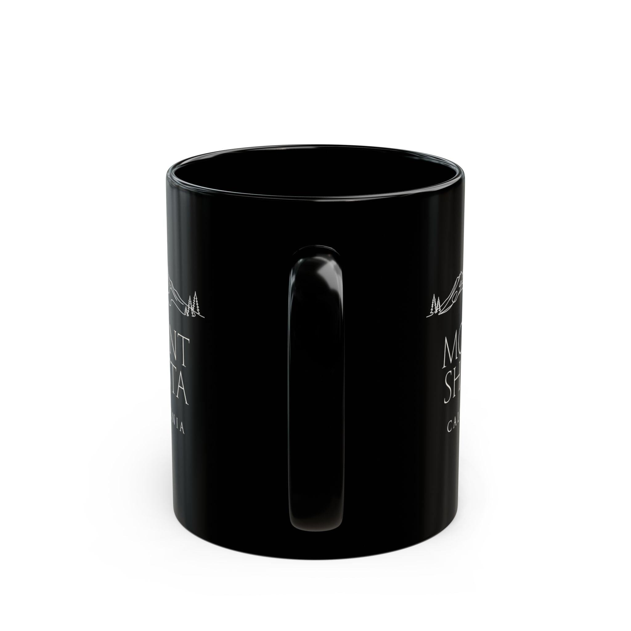 Mount Shasta California Black Coffee Mug (11oz, 15oz) — Mountain Souvenir Gift